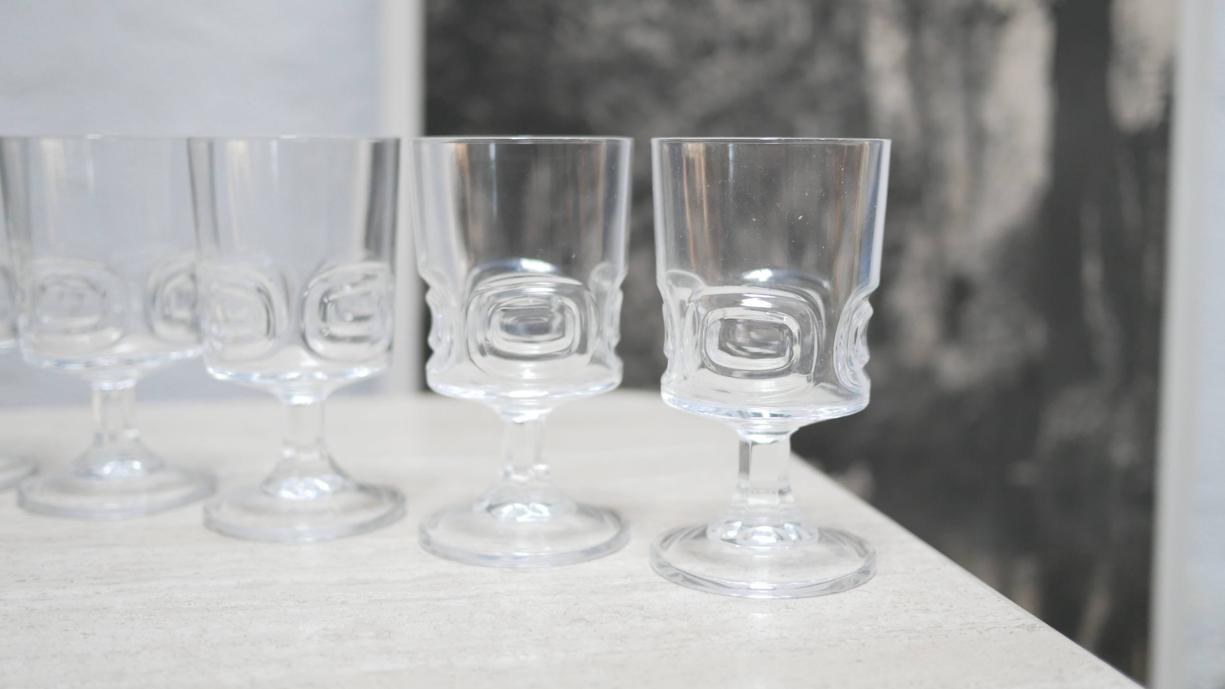 Series of 6 vintage walking glasses