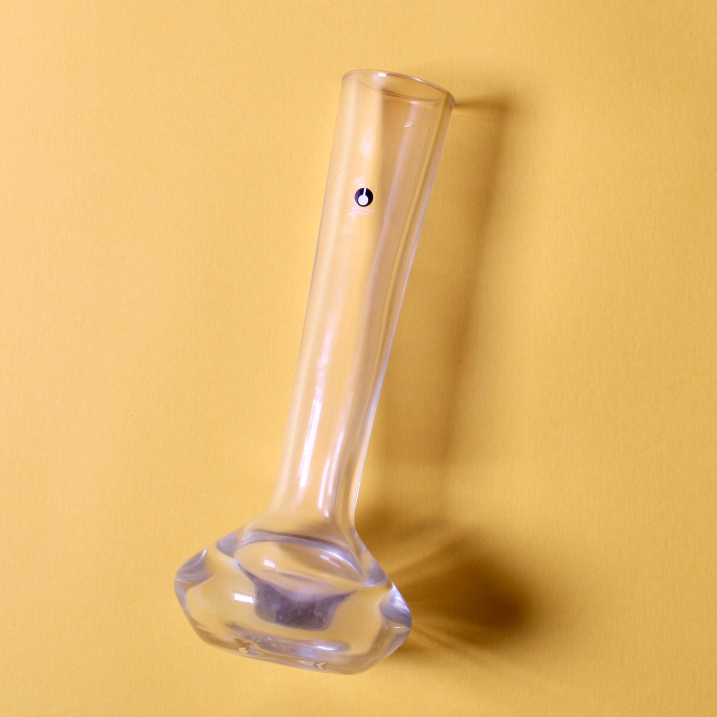 Small Vintage Clear Single Flower Glass Vase / Pukeberg / Sweden / 1960s
