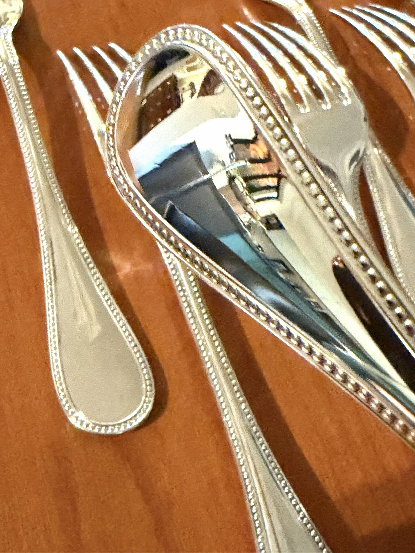 Christofle pearls, dessert cutlery 12 forks 12 spoons 17cm