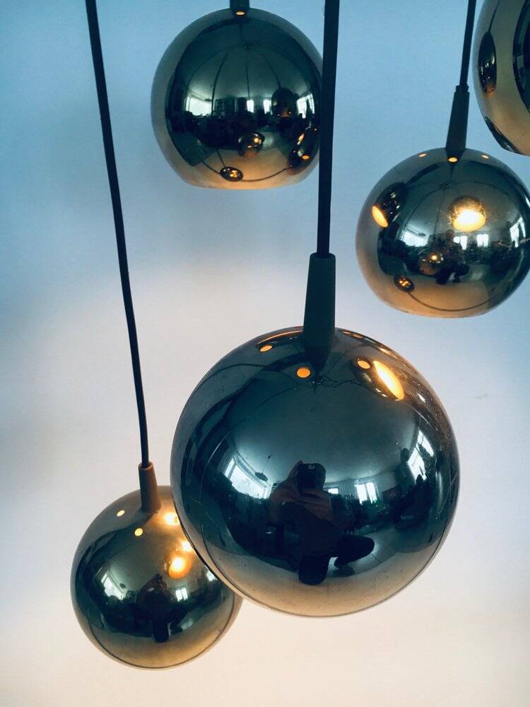 Golden Cascade 5-Ball Ceiling Lamp, Italy, 1980s