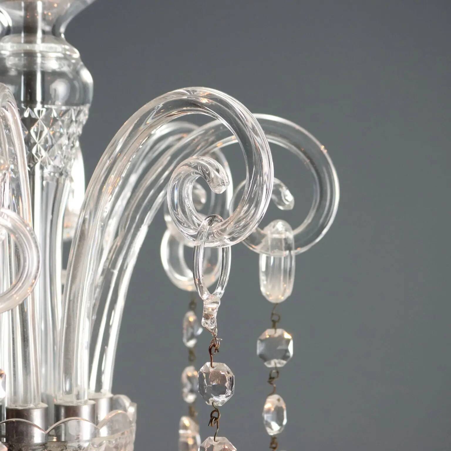 Antique Bohemian crystal chandelier with 8 lights, 20th century.
