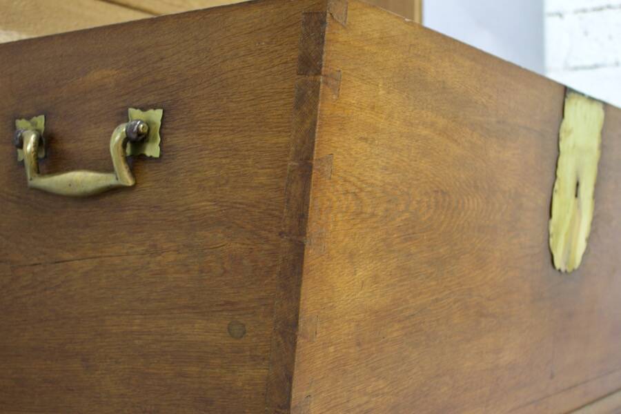 19th Century Oak Chest with Curved Top, on Wheels