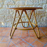 Coffee table in rattan and vintage bamboo, circa 60's