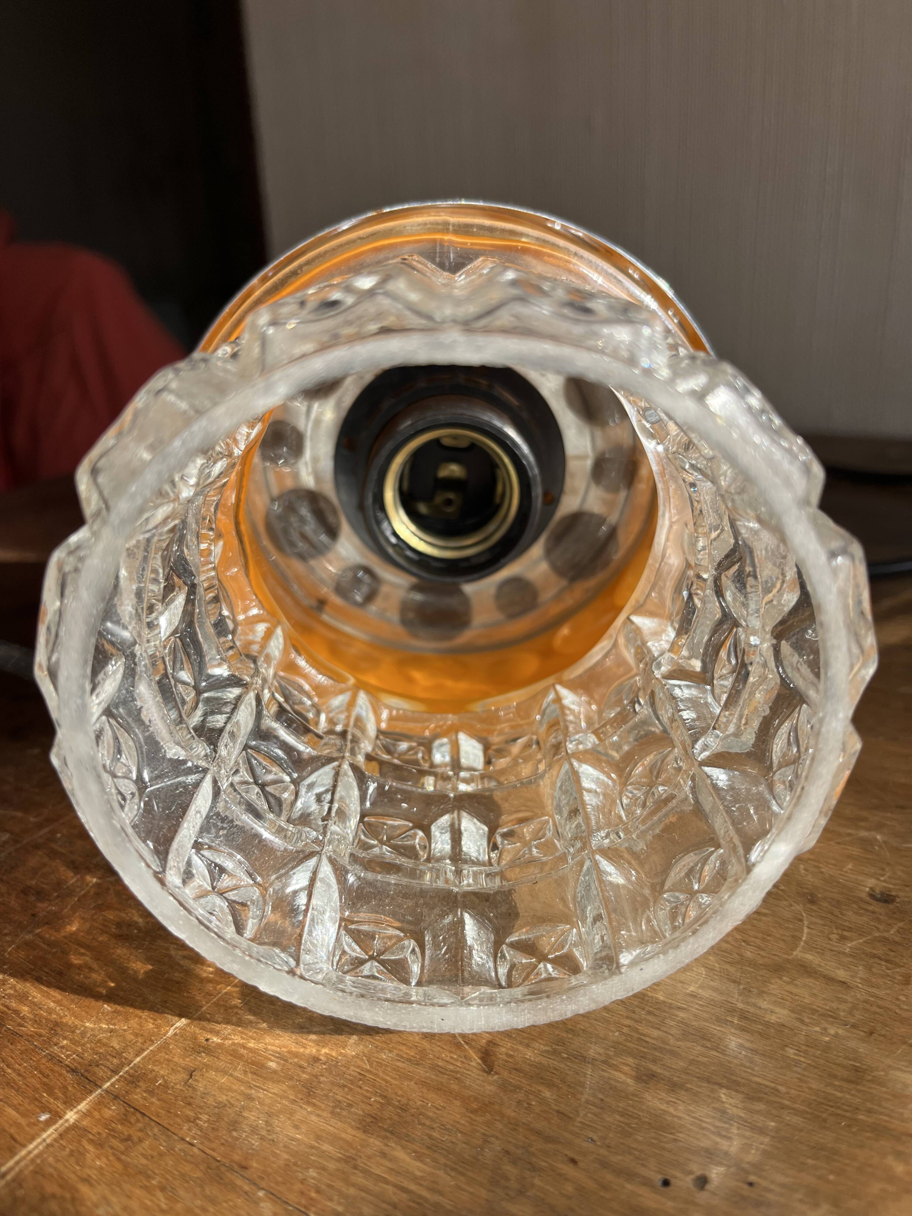 Small raak chrome and orange pendant light