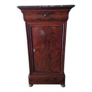 Louis Philippe XIX mahogany veneer and marble bedside table