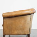 Vintage Sheepskin Leather 2-Seater Sofa in English Style
