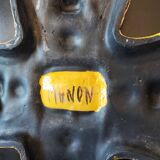 CERAMIC CROSS AND GLASS WARE SIGNED MANON DLG MITHE ESPELT 1960