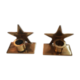 Brass star-shaped candlesticks