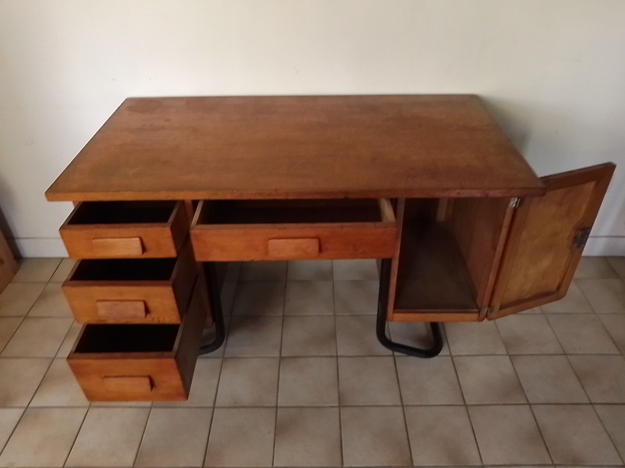 Vintage metal wooden desk and frame