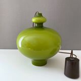 Vintage lamp, green opal glass hanging lamp, mid century interior, scandinavian design, 60's 70's