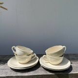4 beige plain Sarreguemines cups