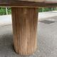 Scandinavian round dining table with a central base, stripped, made of solid raw wood, 90.