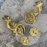 Pair of gilt bronze wall candlesticks