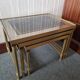 Set of three nesting tables in brass and glass