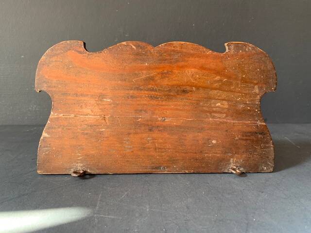 Black Forest carved wooden wall console, harness with wolf decoration