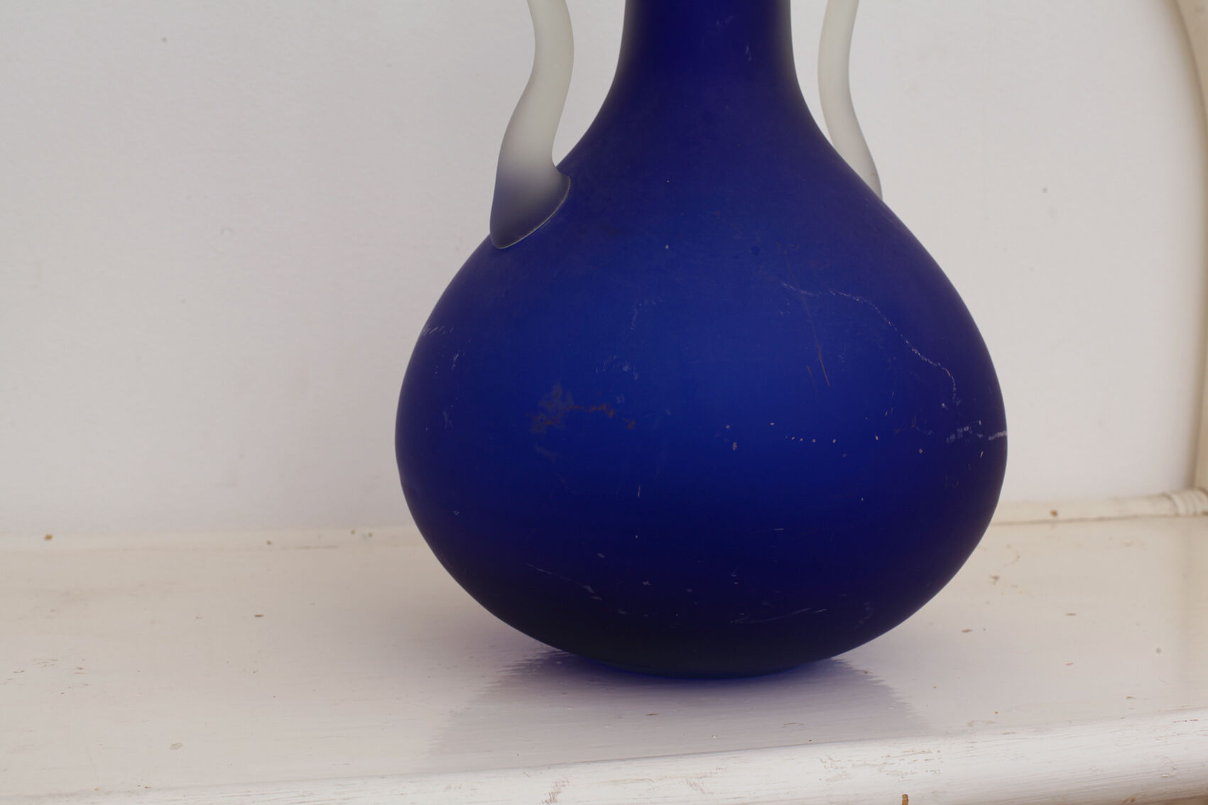 Large vase - sanded blue glass