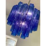 Contemporary blue "tronchi" murano glass sputnik chandelier