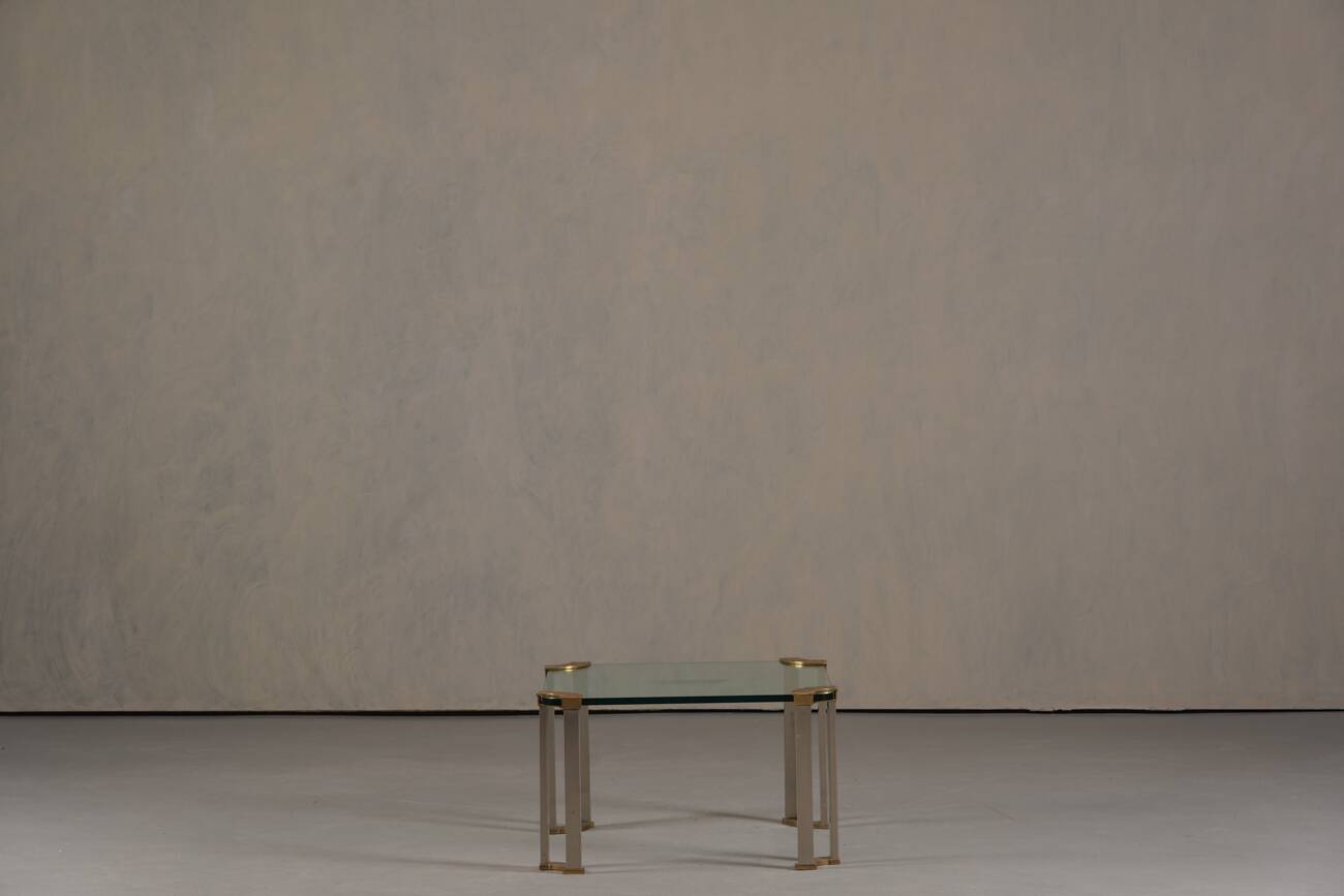 Vintage bronze and glass small coffee table by Peter Ghyczy, Germany 1970s