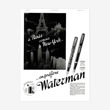 Vintage poster 30s Jif Waterman pen