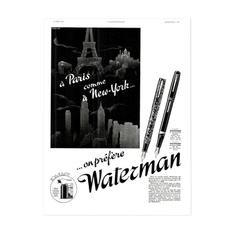 Affiche vintage années 30 Stylo Jif Waterman