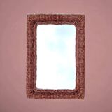 Vintage rectangular woven rattan wall mirror