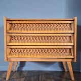 Vintage rattan chest of drawers, antique furniture