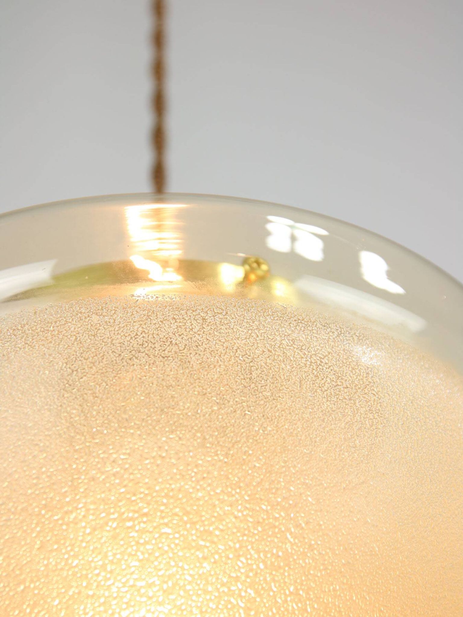 Mid-century Italian Brass and Glass Pendant Lamps, set of 2