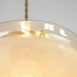 Mid-century Italian Brass and Glass Pendant Lamps, set of 2