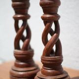 Paire de bougeoir bois torsadé, bougeoir bois, bois sculpté, porte-bougie bois, déco intérieur