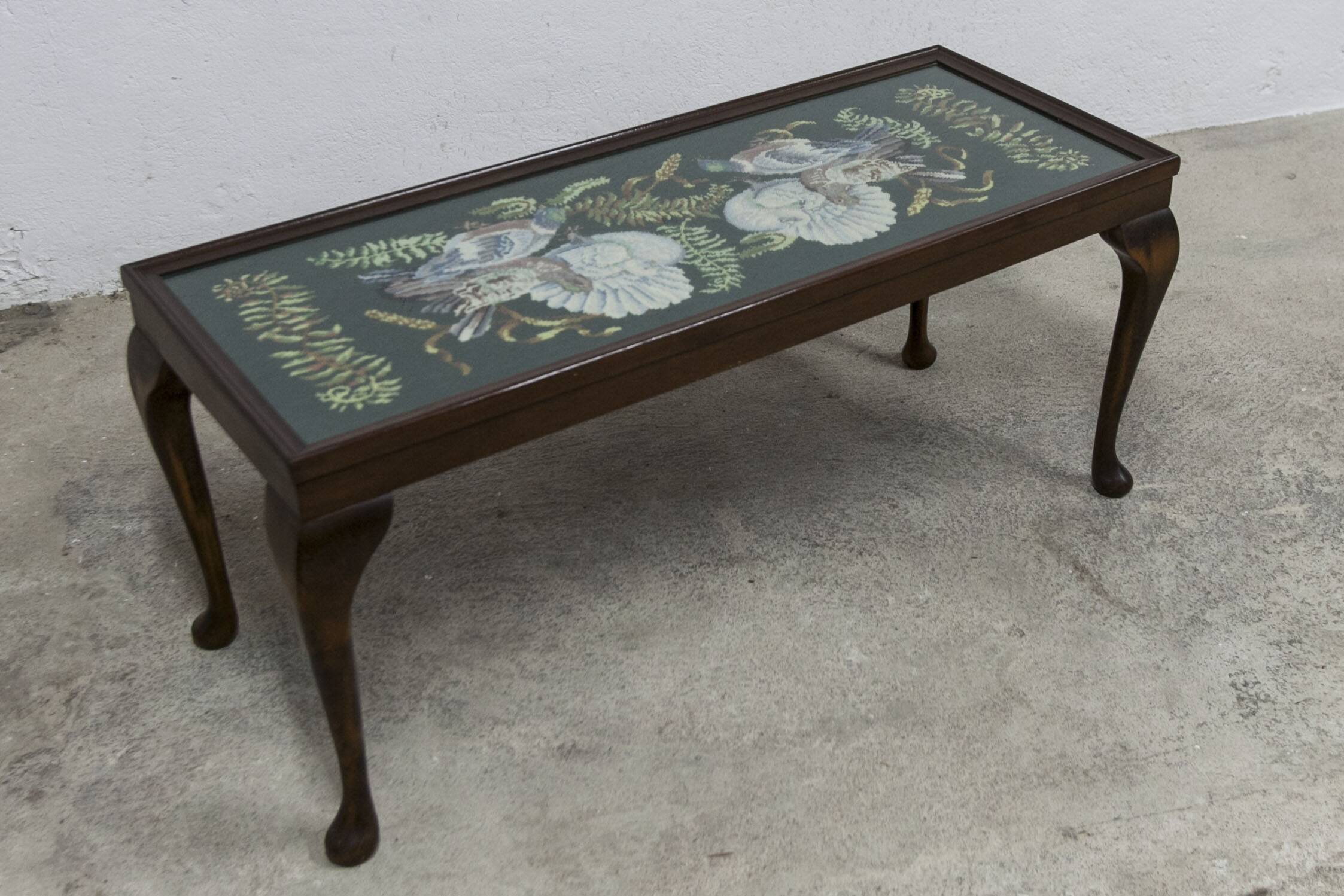 1940 Needlewoman Shop London Coffee Table Embroidery Under Glass
