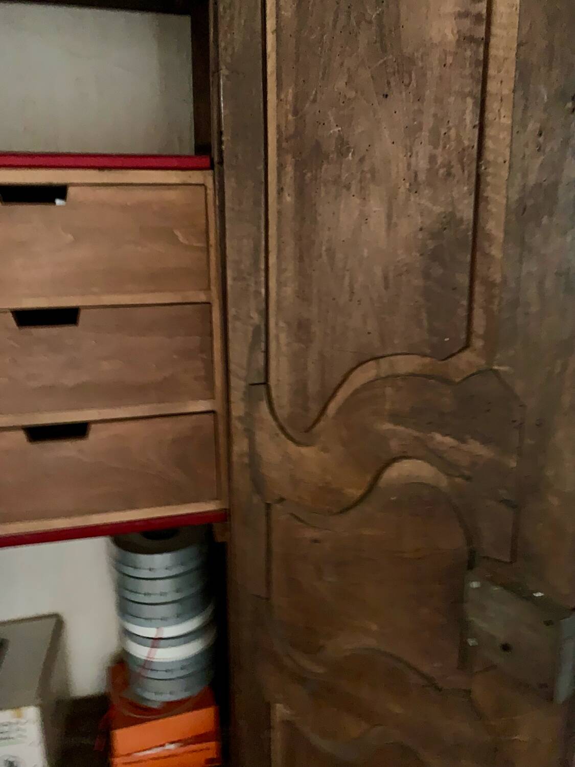 Antique rustic cabinet without bottom - two molded doors