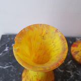 Set de 2 vases anciens en pâte de verre