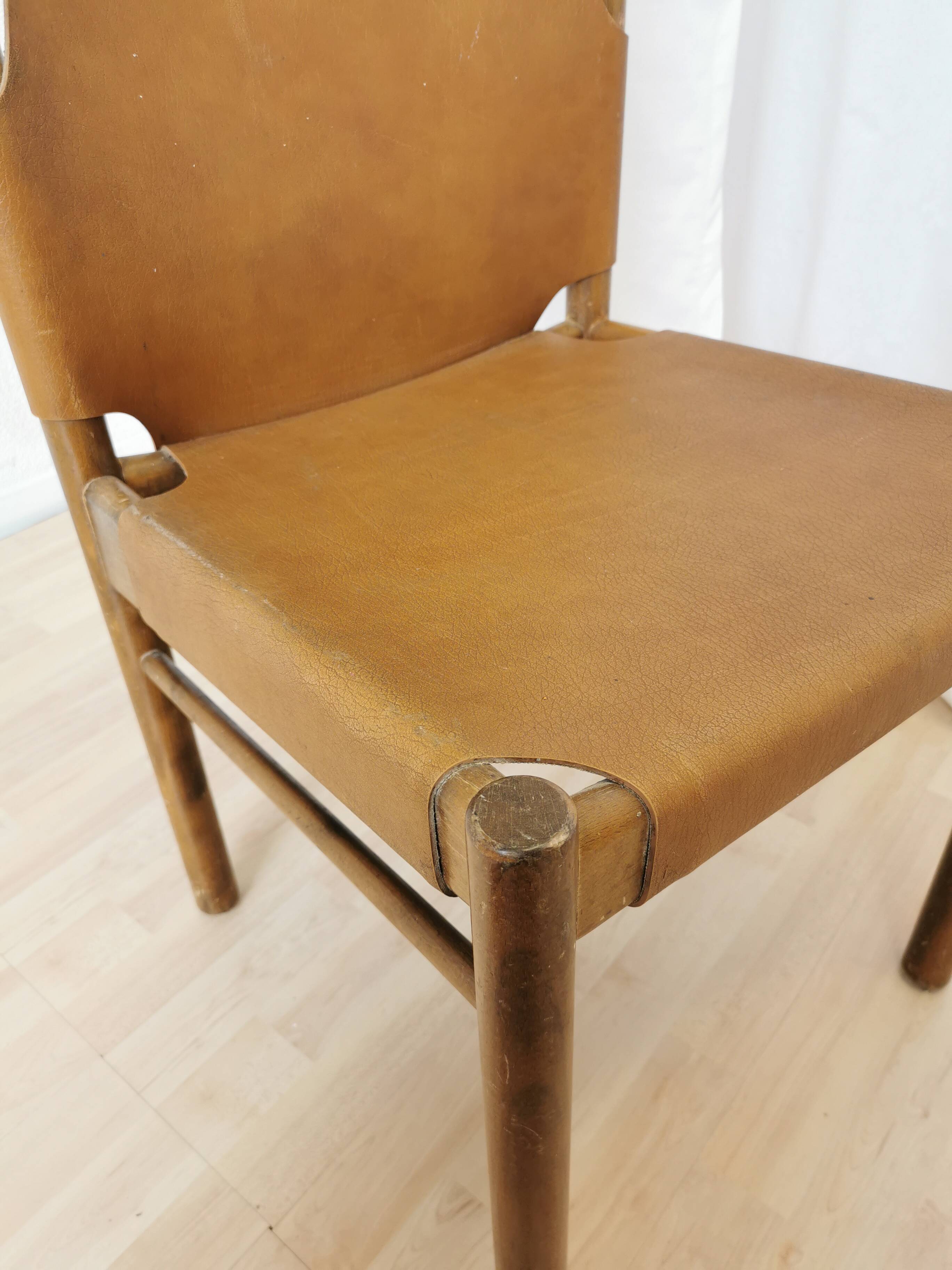 Vintage Janez Lajovic Leather Dining Chair: Mid-Century Modern 1980s