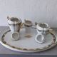 Coffee and tea service for two with its tray in Limoges porcelain.
