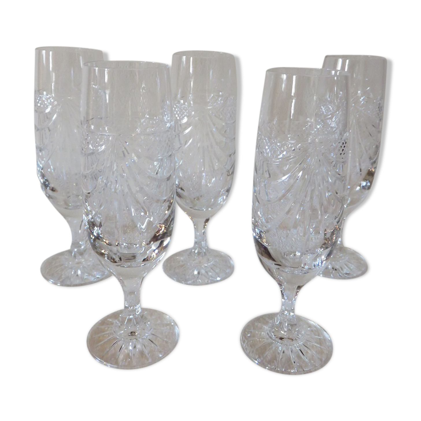 5 crystal champagne flutes