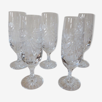 5 crystal champagne flutes