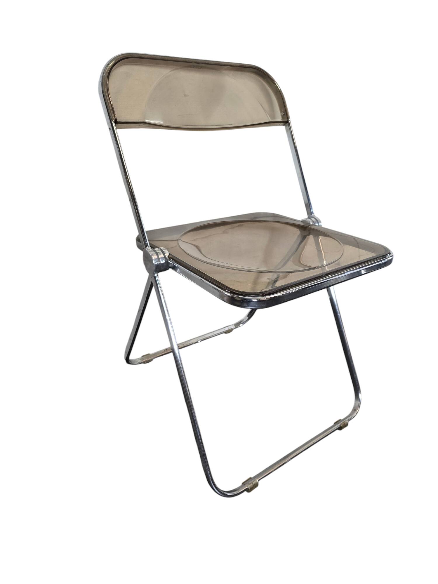 Folding office chair in smoked plexiglass by Giancarlo Piretti, Castelli edition