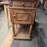 Bedside table solid wood inlaid drawer vintage antique door