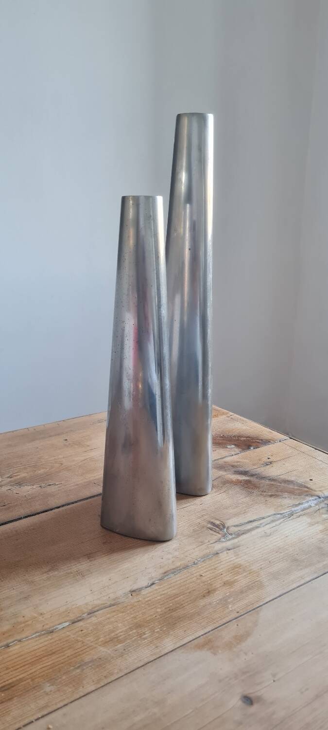 Pair of modernist Ikea aluminum candlesticks 1970