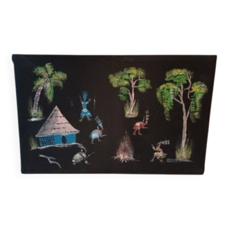 Gouache on African canvas signed: Banat