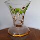 Old glass vase with gilding and Art Deco painted flowers