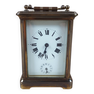 Officer's clock travel alarm clock brass pendulum xixth century vintage clock