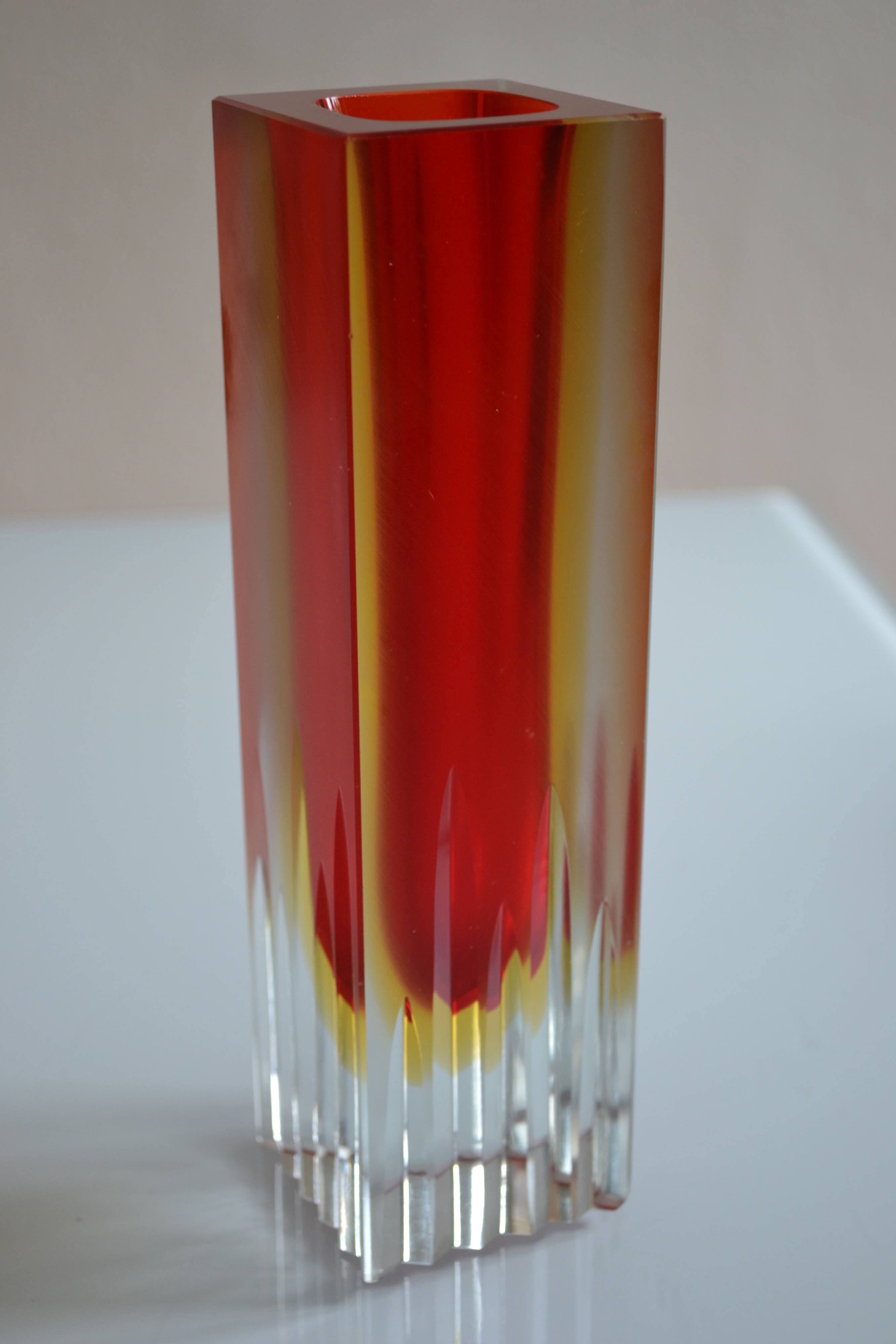 MURANO SOMMERSO VINTAGE MODERNIST VASE ERA FLAVIO POLISHED