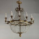 Oval-Shaped Pearl and Bronze Bag Chandelier, Circa 1900