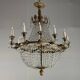 Oval-Shaped Pearl and Bronze Bag Chandelier, Circa 1900