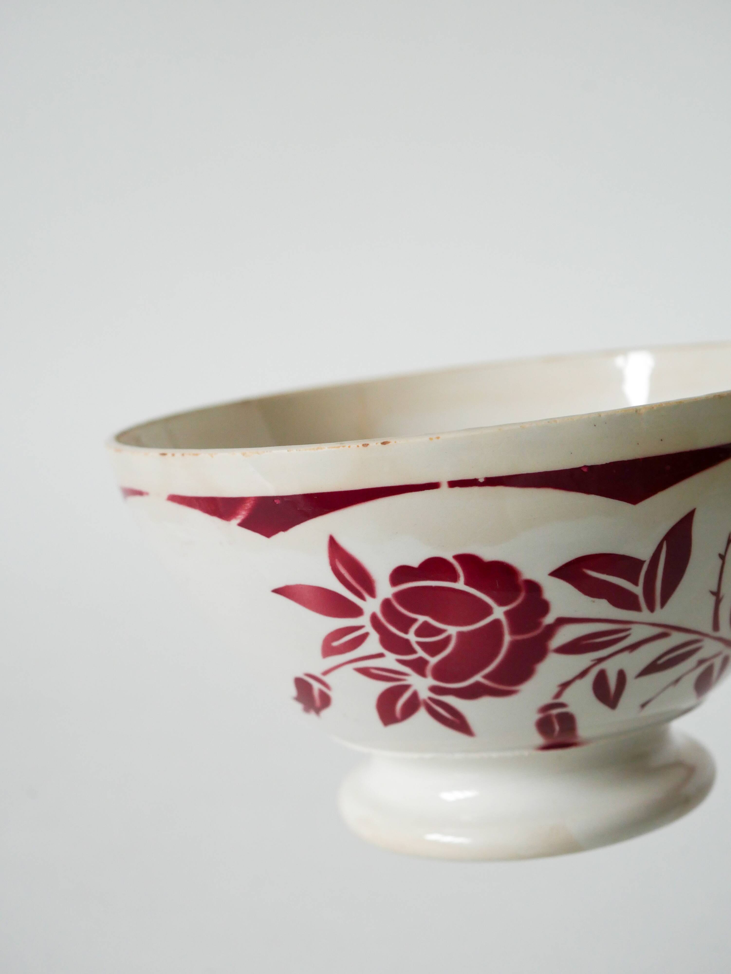 Large Digoin Sarreguemines earthenware bowl, 1950