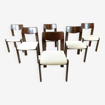 Vintage brutalist dining chairs, set of 6 - 1970s