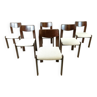 Vintage brutalist dining chairs, set of 6 - 1970s