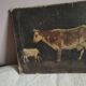 Pastoral oil on cardboard cows 19th signed