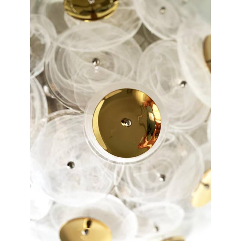 Contemporary Venied-White Disks Murano Glass Flush Mount by Simoeng